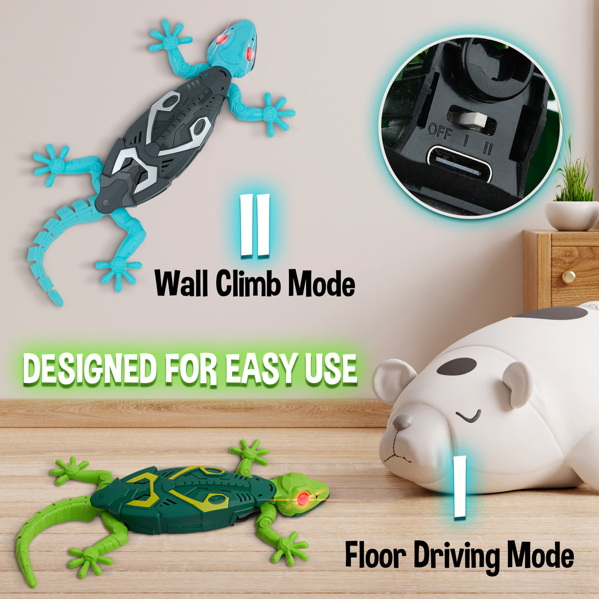 MOVIOX Wall Climbing Gecko – Remote Control Lizard Toy - Blue