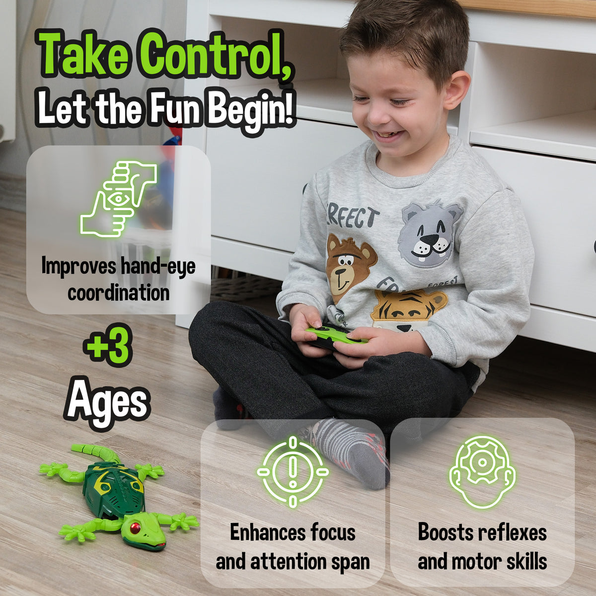 MOVIOX Wall Climbing Gecko – Remote Control Lizard Toy - Green